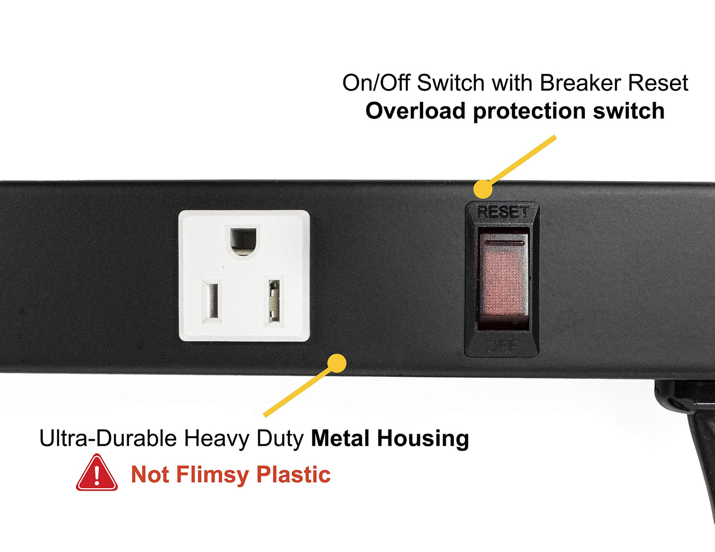 Opentron 12 Outlets 4 Feet Body Heavy Duty Metal Surge Protector Power Strip (4 Feet 12 Outlet 6 Feet Power Cord)