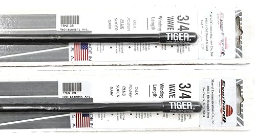Lot of 2 Everhardt TSM2-B 3/4 Wave 2 ft Fiberglass “Super Flex†CB Radio Antenna - Black
