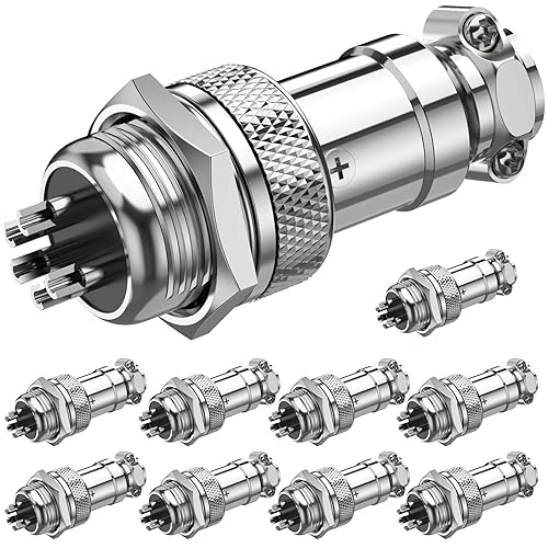 DIYhz 10 Pcs GX16 5 Pins Panel Metal Mount Circular Metal Aviation Connector Adapter Male Female Plug Socket