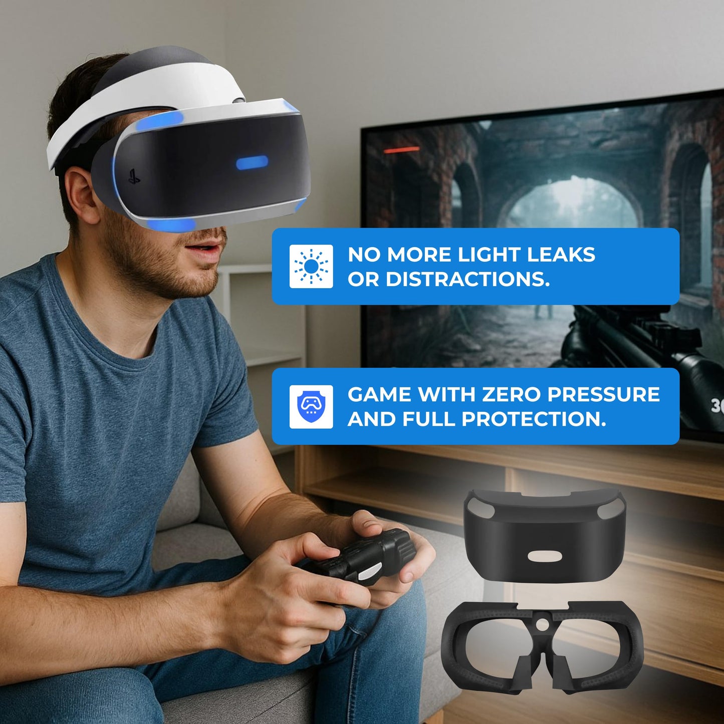 Skywin PSVR Replacement Light Shield and Protective Silicone Skin for PlayStation VR Headset