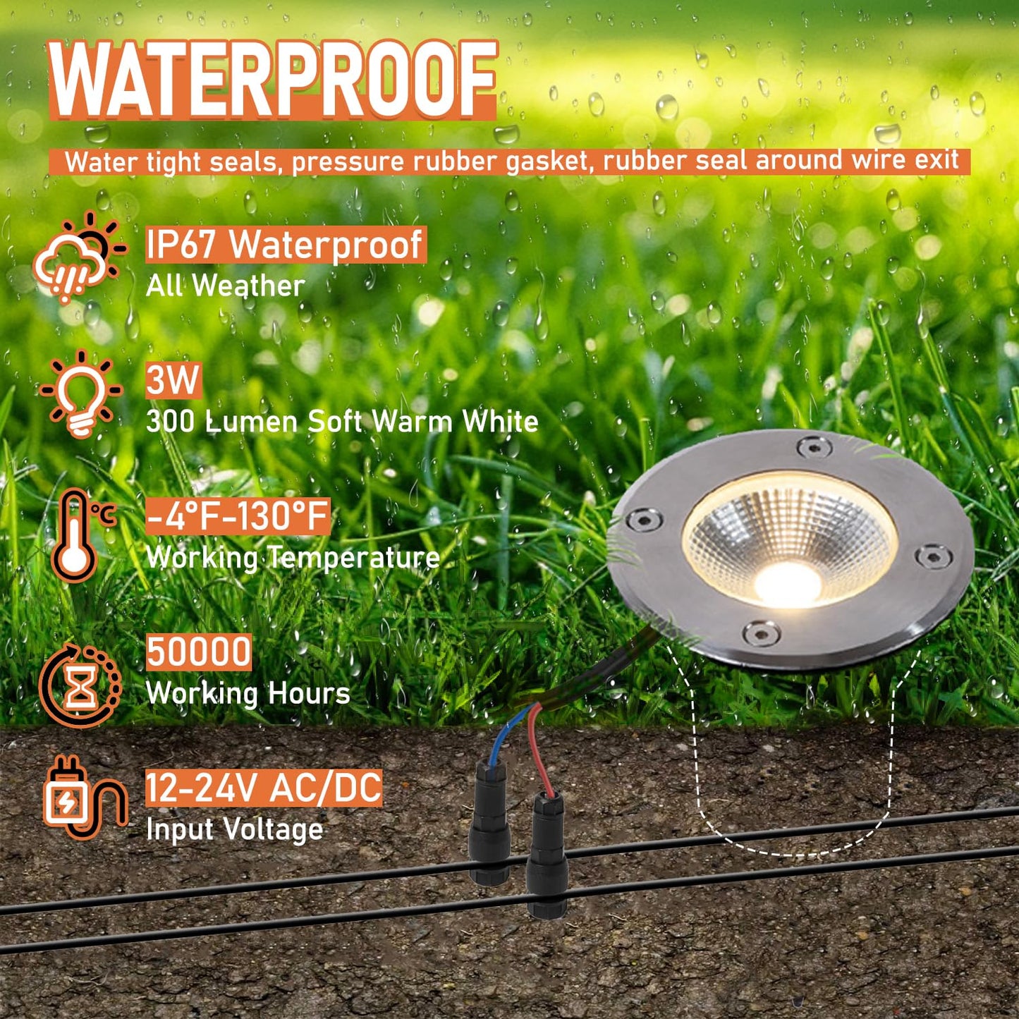 JAMHER 8 Pack Low Voltage Landscape Lights Well Lights 12-24V IP67 Waterproof In Ground Light and Outdoor Landscape Lighting for Garden Yard Driveway