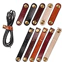 20 Pack Leather Cable Straps Cord Organizers Leather Cable Ties Cord Snap On Cable Holders Keepers For Travel, USB Charging Cable Management Winder