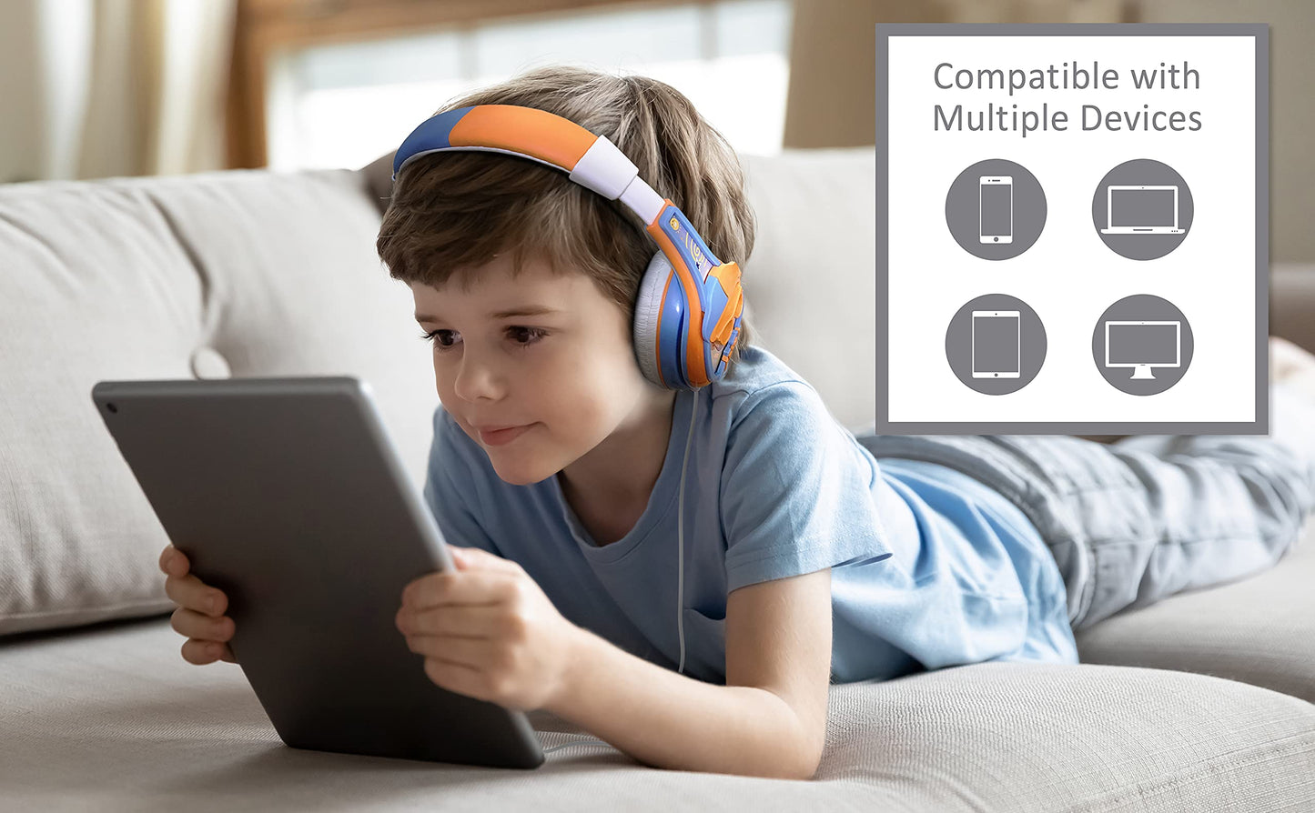 eKids Blippi Kids Headphones with 3.5mm Jack, Wired Headphones with Adjustable Headband and Volume Control, Earphones for School, Home, or Travel…