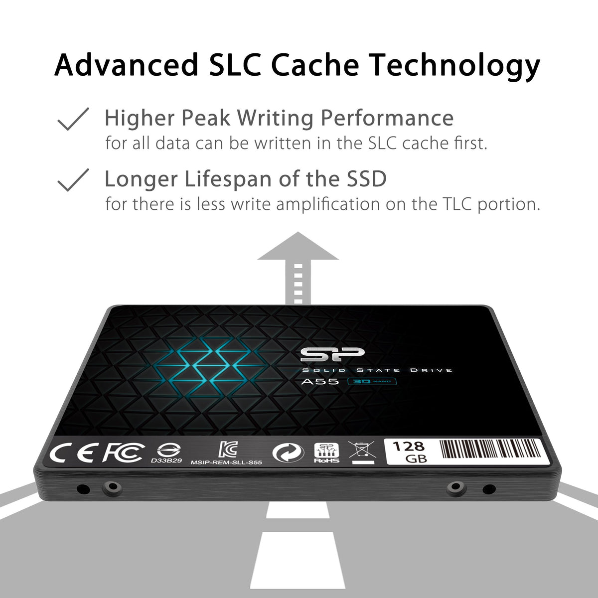 Silicon Power 2-Pack 128GB SSD 3D NAND A55 SLC Cache Performance Boost SATA III 2.5" 7mm (0.28") Internal Solid State Drive