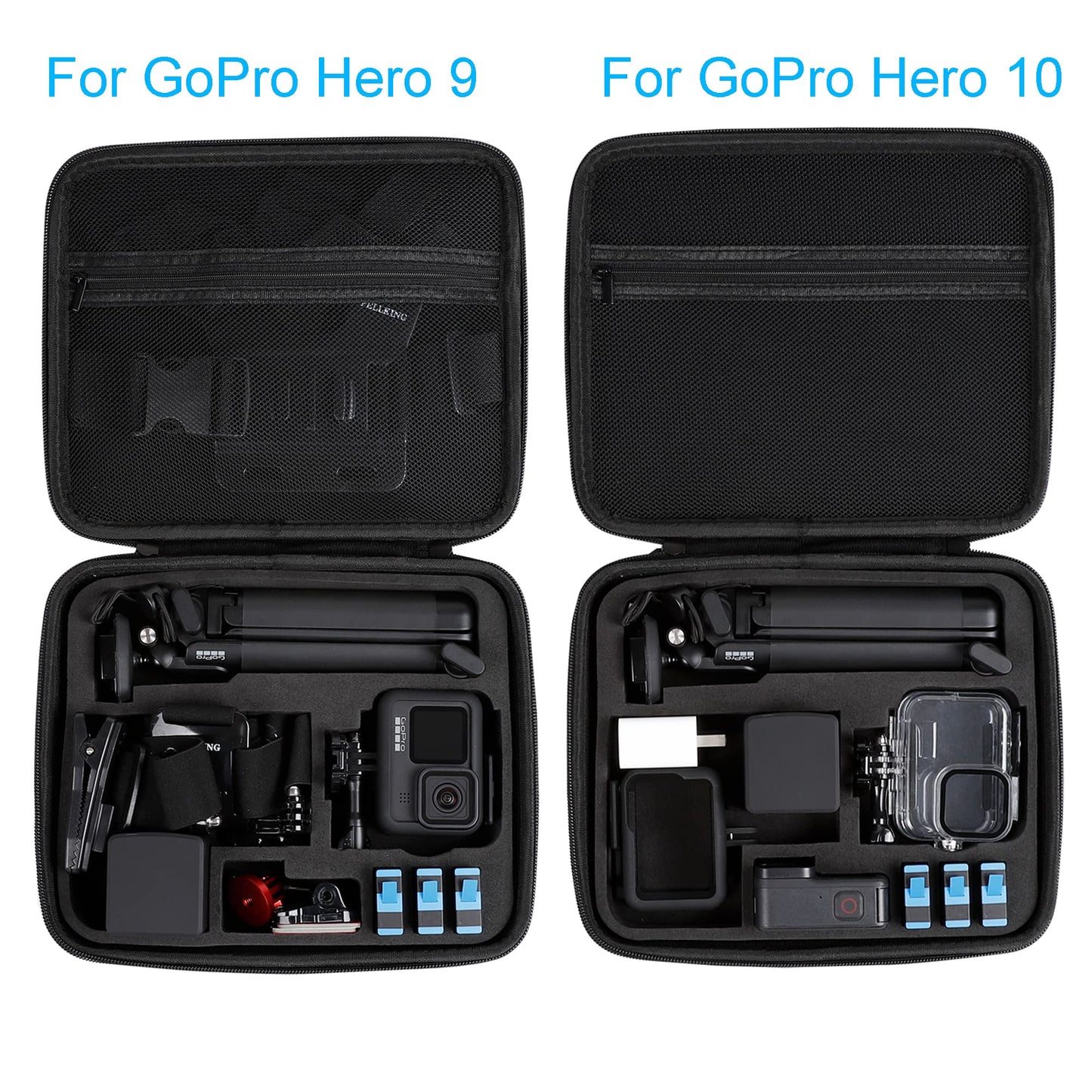 PellKing Hard Case for GoPro Hero 13/12/11/10/9/8/7/2018/6/5 Blcak/4 Silvery Action Camera, Accessories Carrying Storage Shoulder Bag With Strap