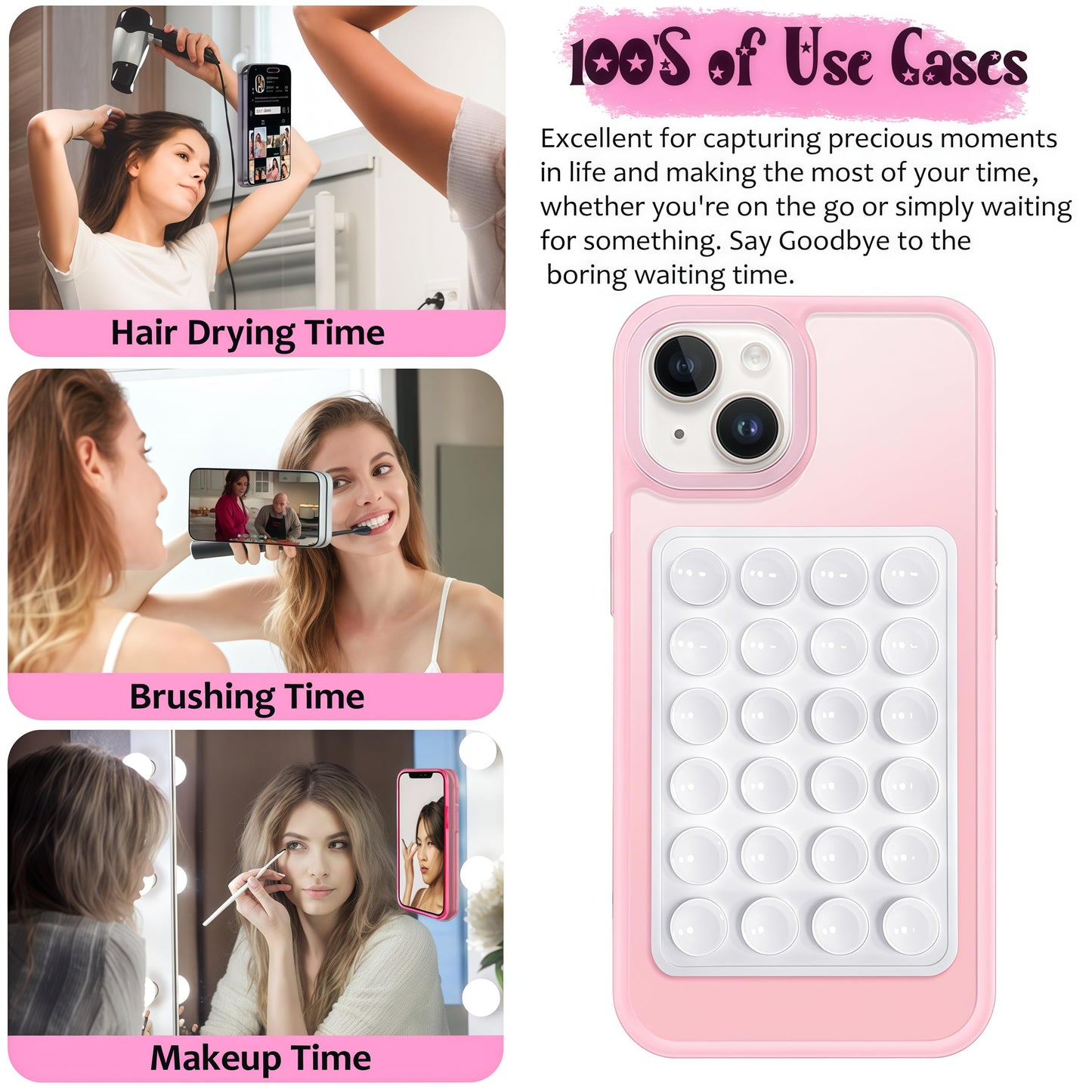 LvShuLiangPin Anteel 2 Pack Silicone Suction Phone Case Mount, Silicon Adhesive Phone Grip for Smartphones, Hands-Free Mirror Shower Phone Holder