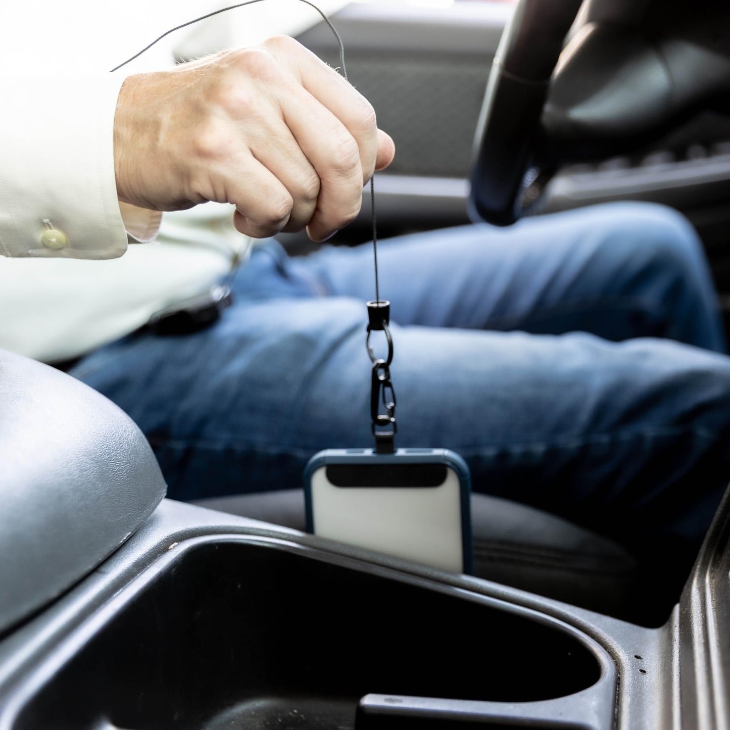 KEY-BAK Ratch-It Retractable Anti-Theft Phone Tether with Belt Clip and Universal Smartphone Case Connection Clear