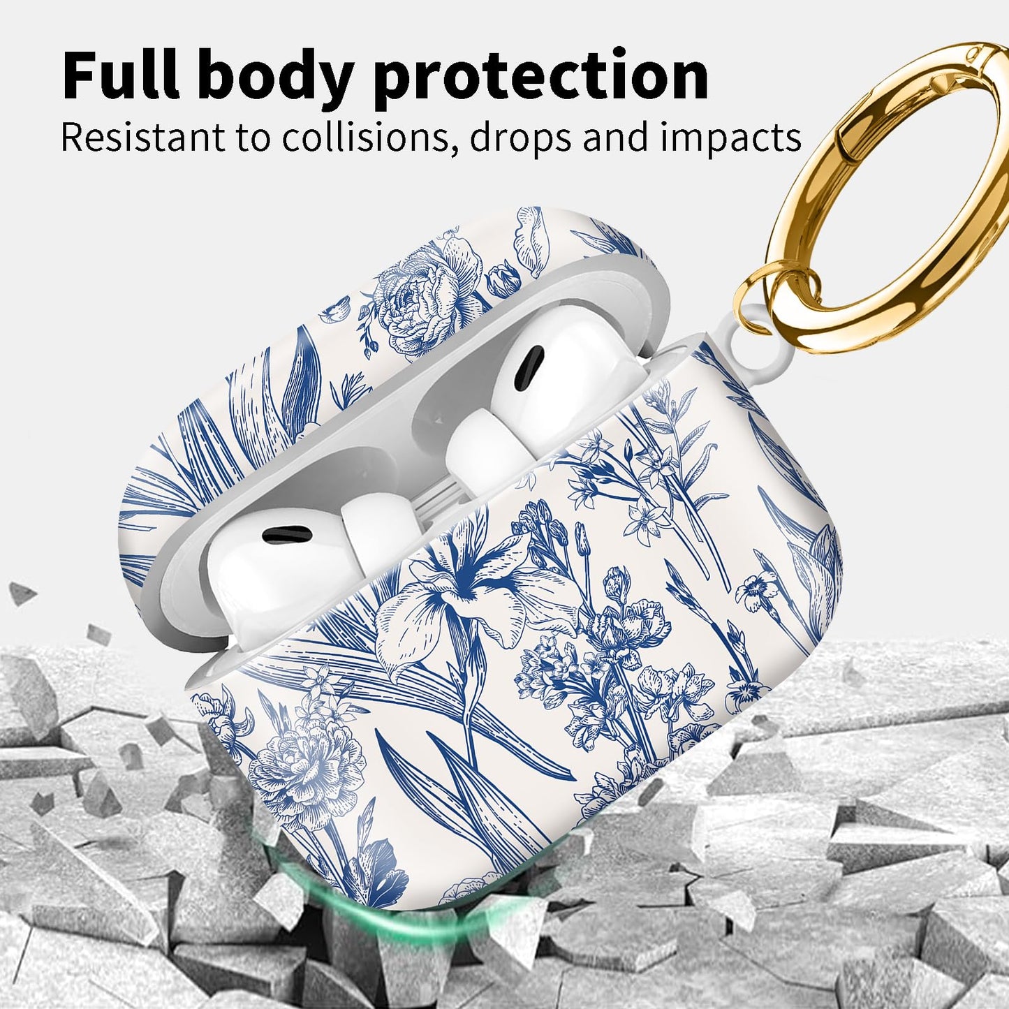 Compatible with AirPod Pro 2nd/1st Generation Case Cover with Key Chain,Full Protective Shockproof Wireless Headphone Case for Airpod Pro