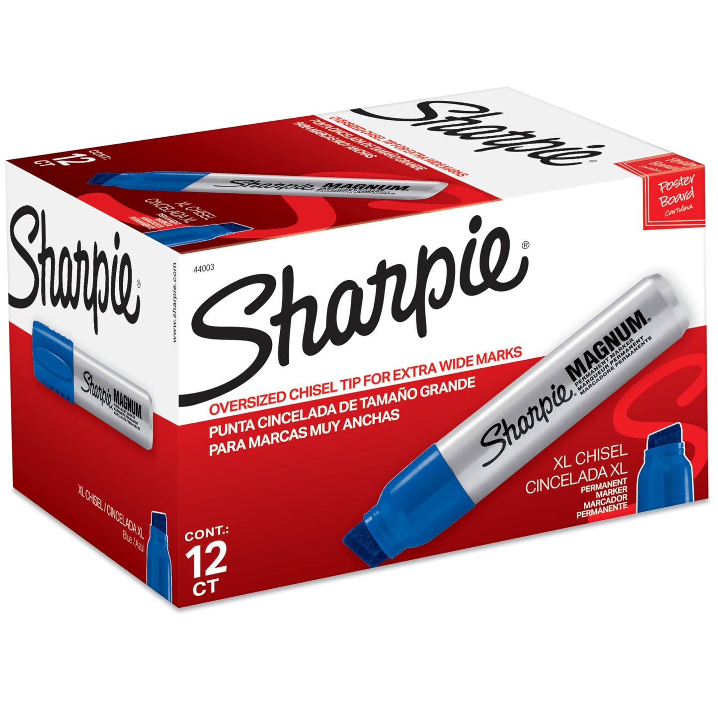Sharpie Magnum Permanent Markers, Oversized Chisel Tip, Blue, 12 Count - Office, Home, Teacher Supplies, Great for Poster Boards