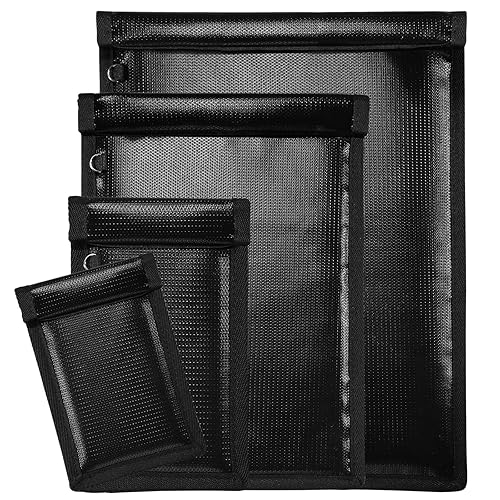 Bilhchi Faraday Bags, 4 Pack EMP Proof Cage, Pouch with Key Fob Protector for Phones, Small Tablets & Car Keys, RFID Signal Blocker Bag for Anti-Theft