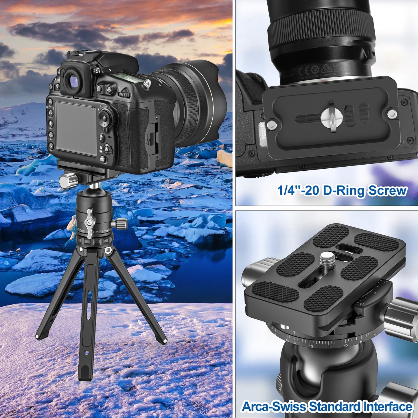 CAVIX PU-70 Extended Quick Release Plate - Lightweight Aluminum Alloy, Arca-Swiss Compatible with Non-Slip Pad for DSLR/Mirrorless Cameras - Fits