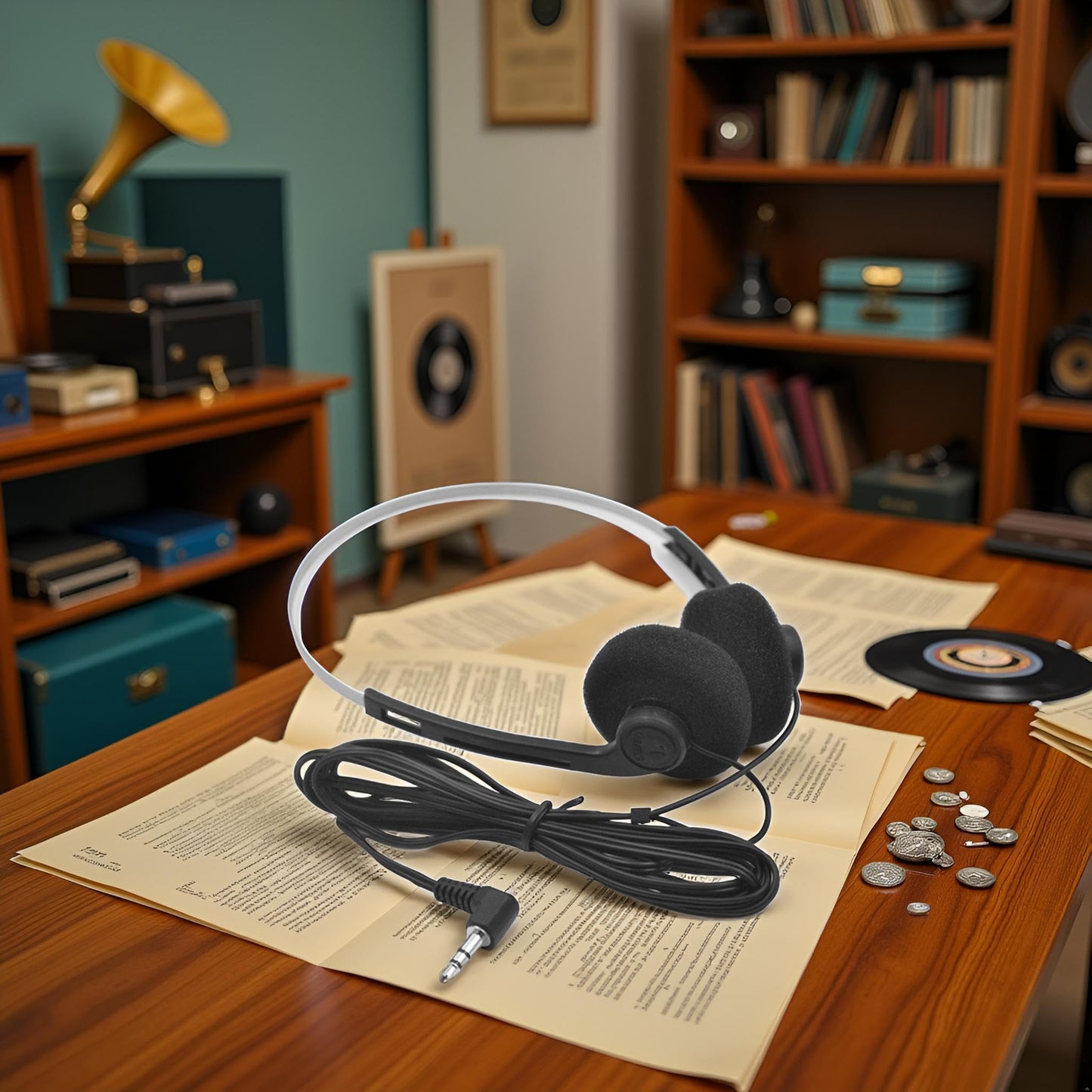 Junfamilee Retro Lightweight Earphones,Over-Ear Headphone,Vintage Feelings Underwire Headphones,Hi-Fi Stereo Earphone Headset,Headphone,for Most…