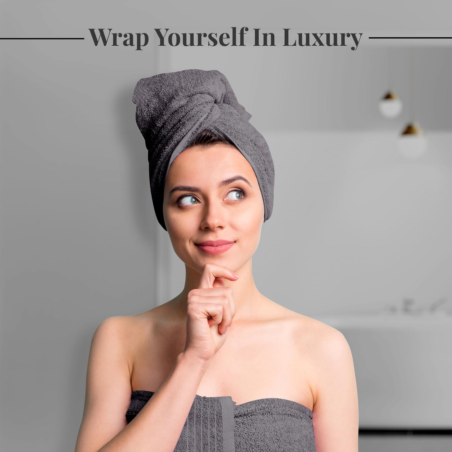 Tens Towels 8-Piece Set, 2 XL Bath, 2 Hand & 4 Washcloths, 100% Cotton, Lightweight, Quick Dry & Super Absorbent for Bathroom, Dark Grey