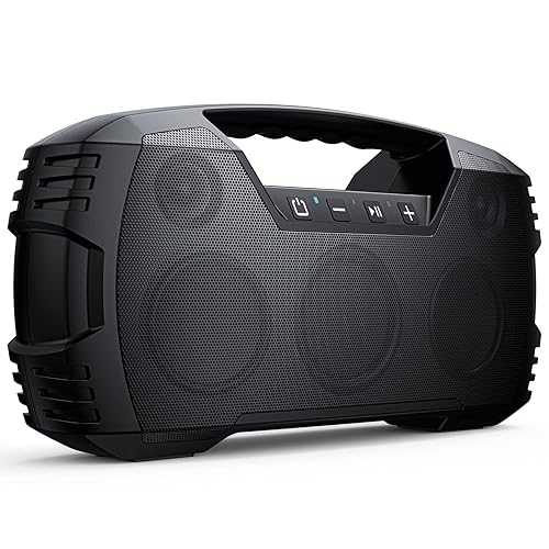 IPX7 Waterproof Bluetooth Speaker Wireless, 60W Peak, 32H Playtime Floating Portable Speakers Deep Bass Loud Stereo Sound with Handle, Rugged