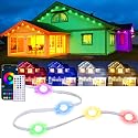 GIOIGOO 100ft Dynamic Smart RGB LED Permanent String Lights App Remote Color Sync Waterproof Outside House Lights Outdoor Transform Backyard Parties