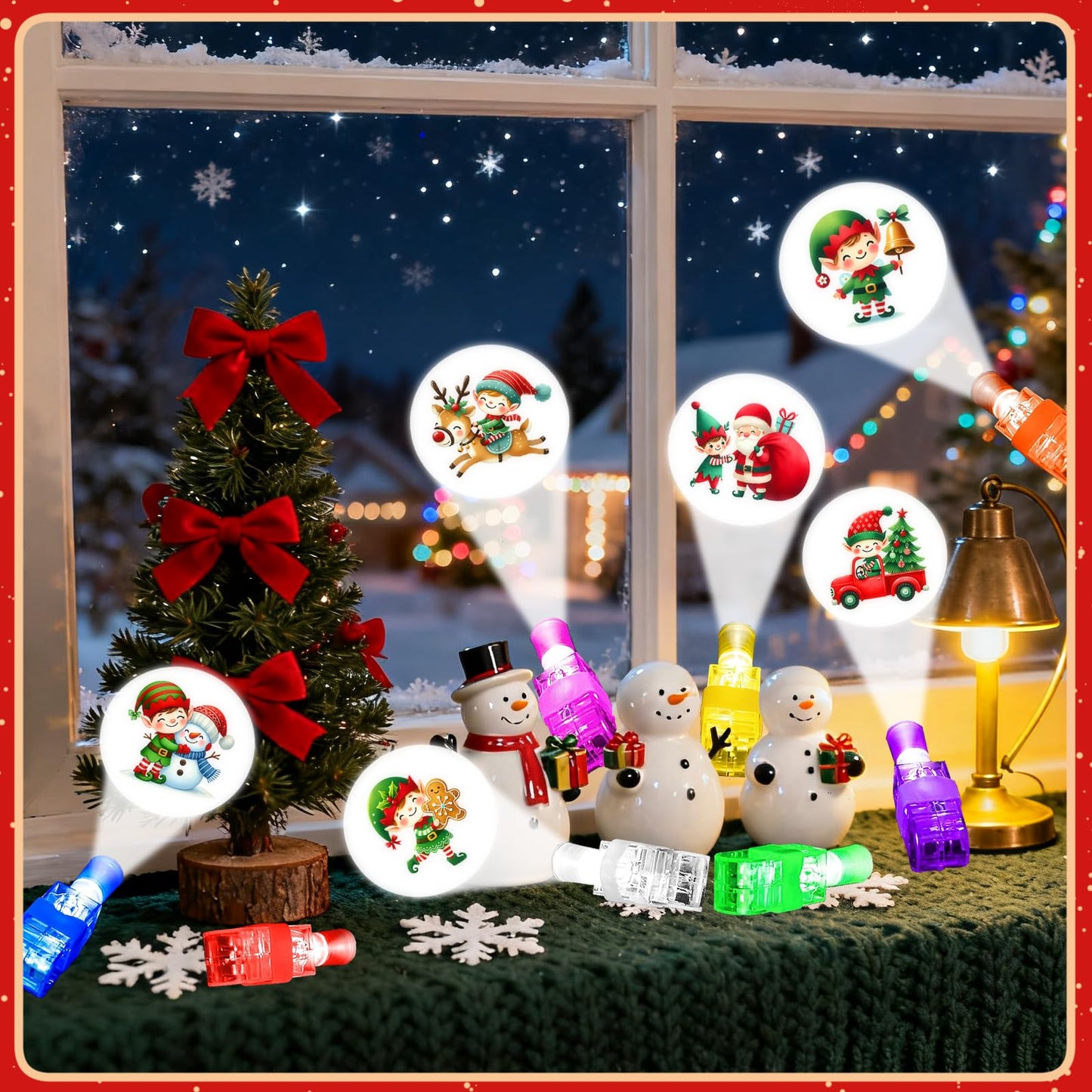 tmlfep 32Pcs Christmas Finger Lights Party Supplies Glow in the Dark Party Gift Christmas Bulk for Stocking Stuffers Xmas Stocking Stuffers Classroom