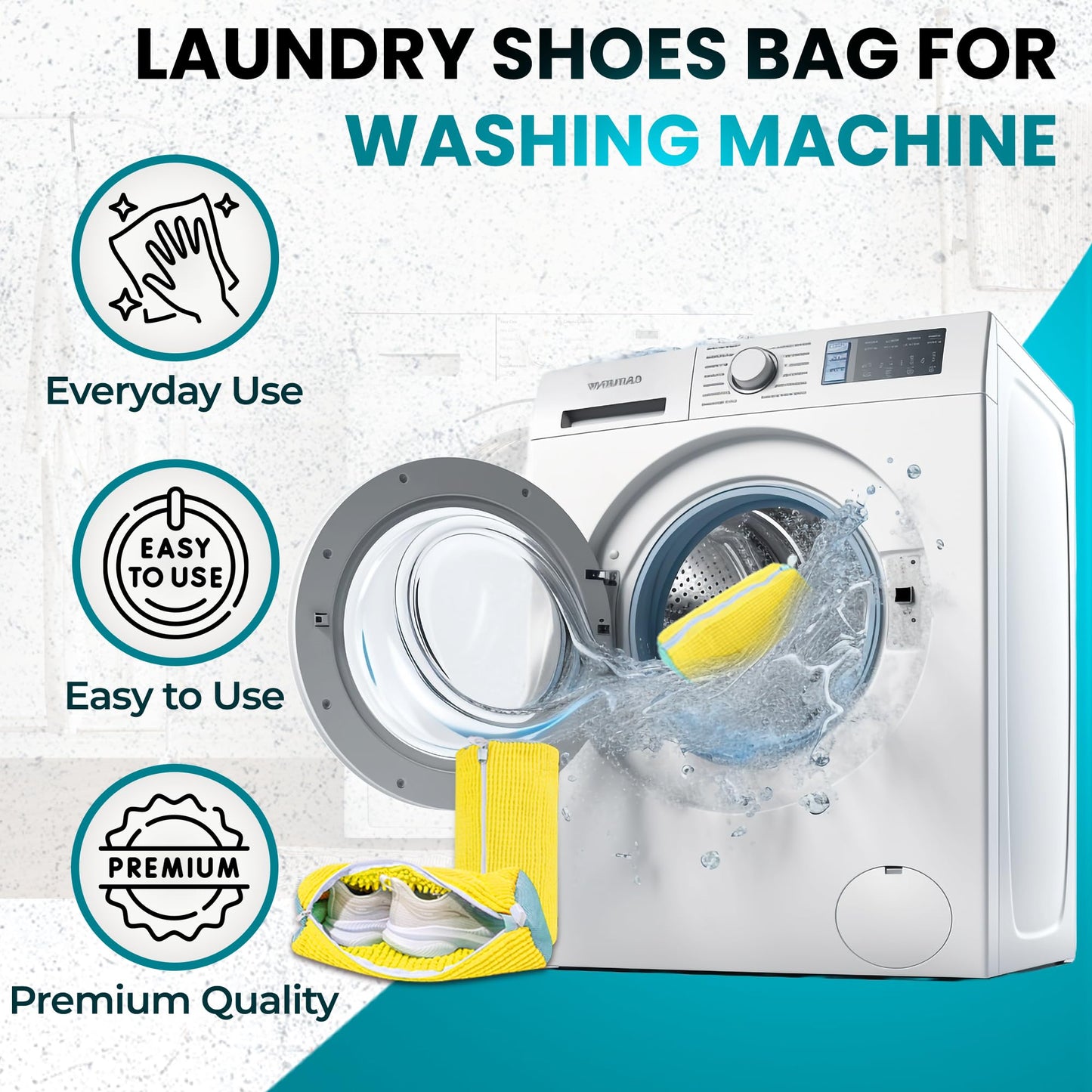 DASZERX 2-Pack Shoe Washing Bags โ Reusable 360ยฐ Wrap for Washing Machine & Dryer, Protect Sneakers, Boots & Delicate Footwear