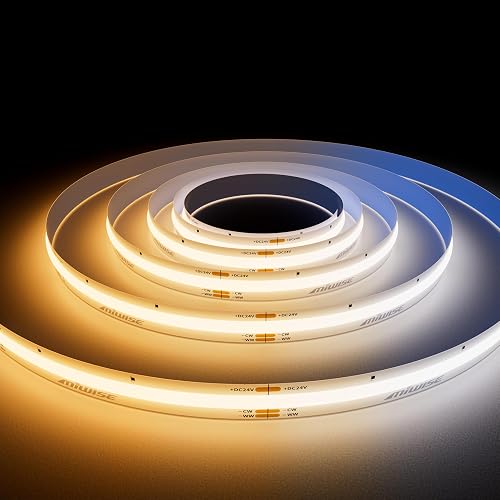 MIWISE CCT COB LED Strip Light Tunable White,20ft/6.1m Dimmable 2700K-6500K CRI90+ 24V LED Tape Light,for Under Cabinet Bedroom Kitchen DIY