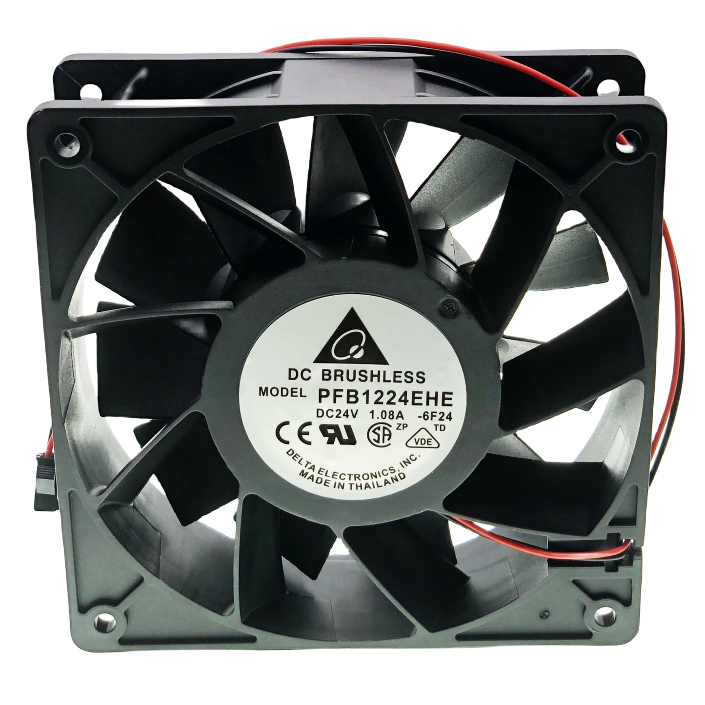 for Delta PFB1224EHE-6F24 Cooling Fan, 24V 1.08A 21.6W 4000RPM 181.27CFM 120X120X38MM 2-Wire Inverter Fan