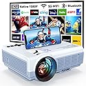 FUDONI Projector with 5G WiFi & Bluetooth, Native 1080P 18000L Portable Movie Projector for Home Theater Outdoor, Built-in Speaker, Compatible