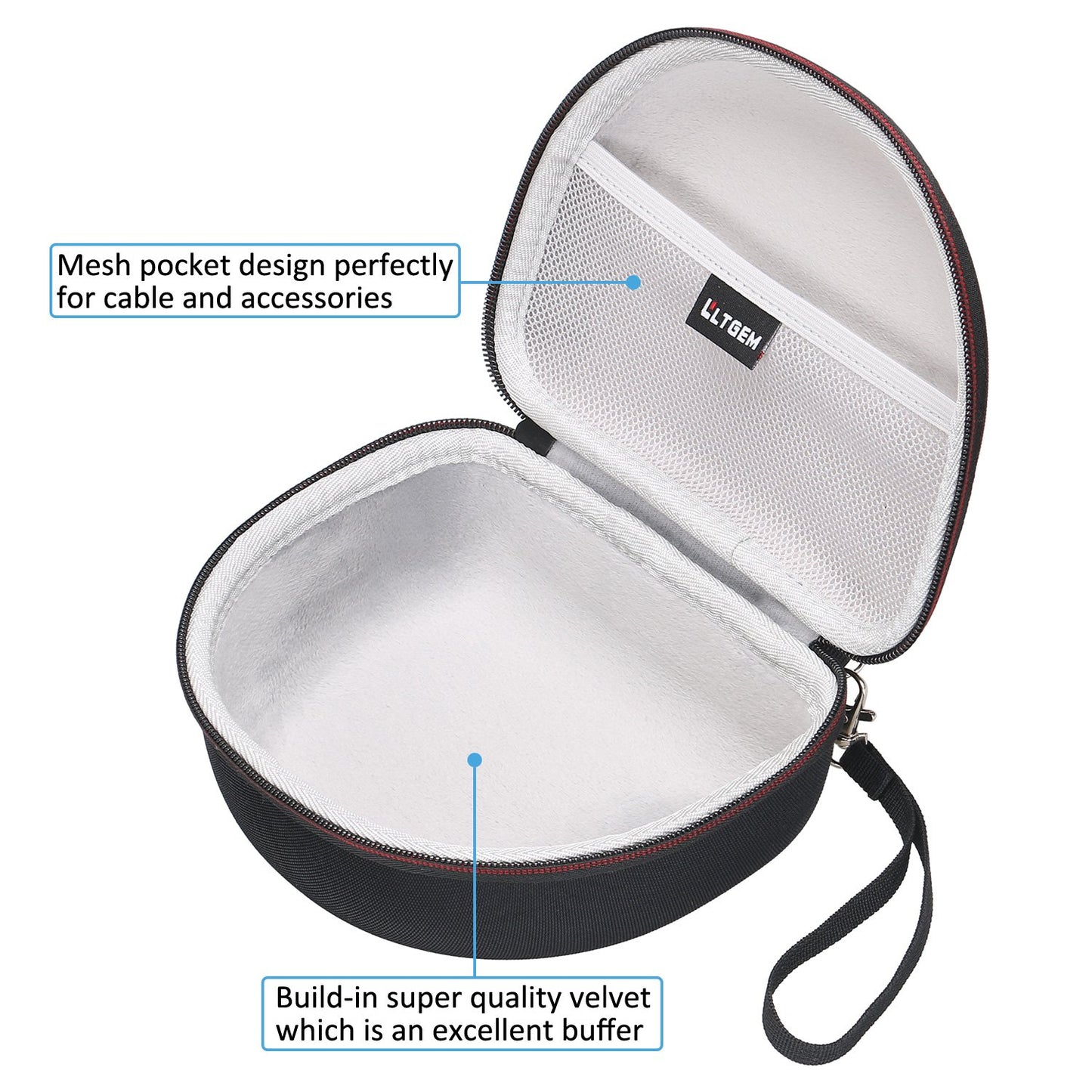 LTGEM Case Compatible with Sony MDR7506 Professional Large Diaphragm Headphone, Black+Grey(Case Only)