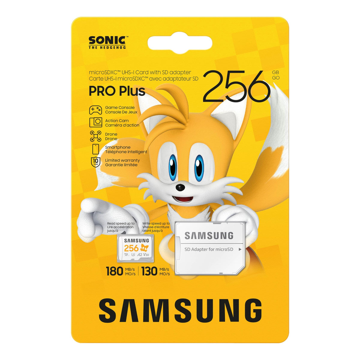 Samsung PRO Plus Sonic The Hedgehog 256GB microSDXC+Adapter, Up to 180MB/s