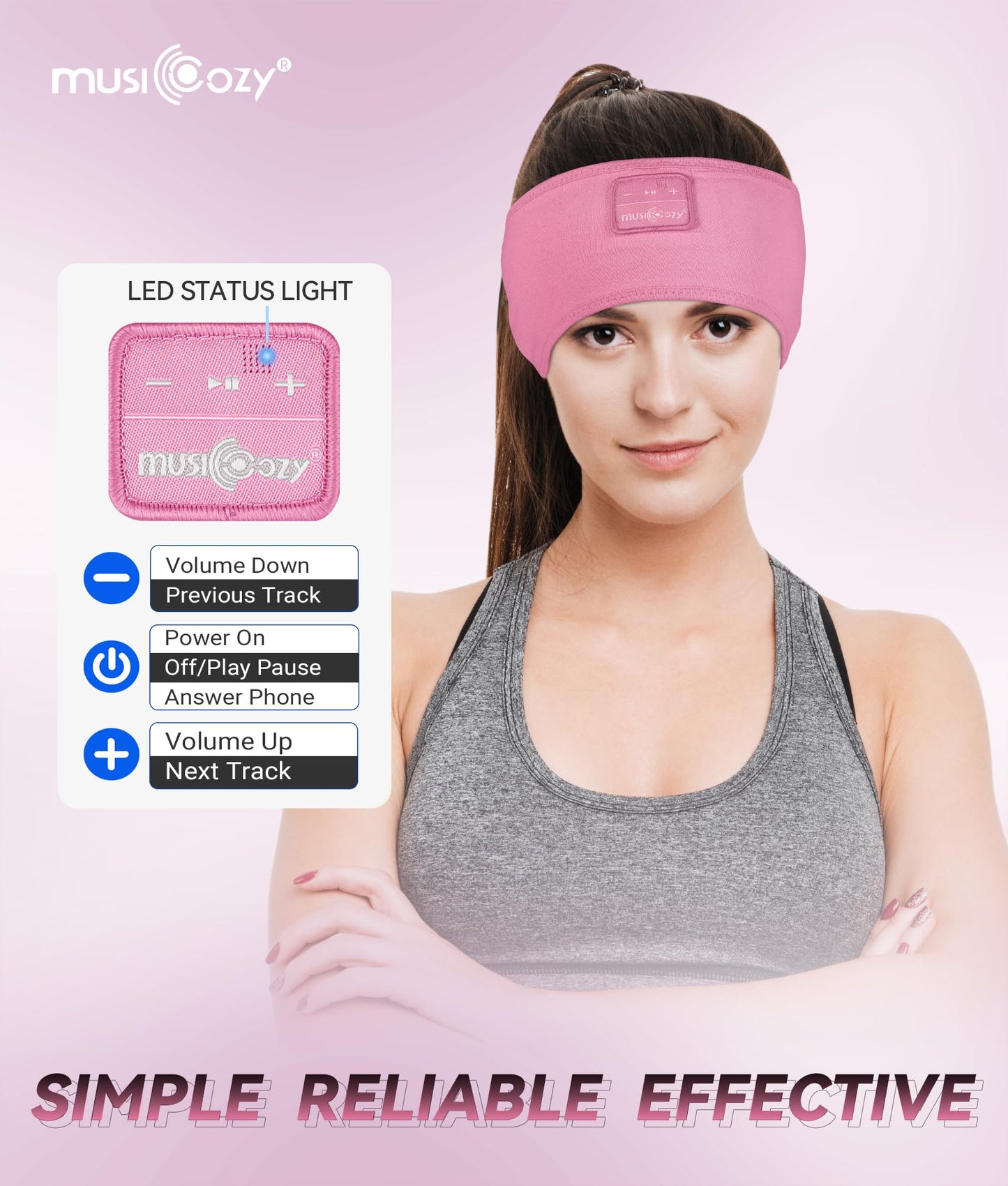 MUSICOZY Sleep Headphones Headband Bluetooth 5.4 Wireless Headband Headphones for Sleeping for Side Sleeper with Ultra-Thin HD Stero Speaker…