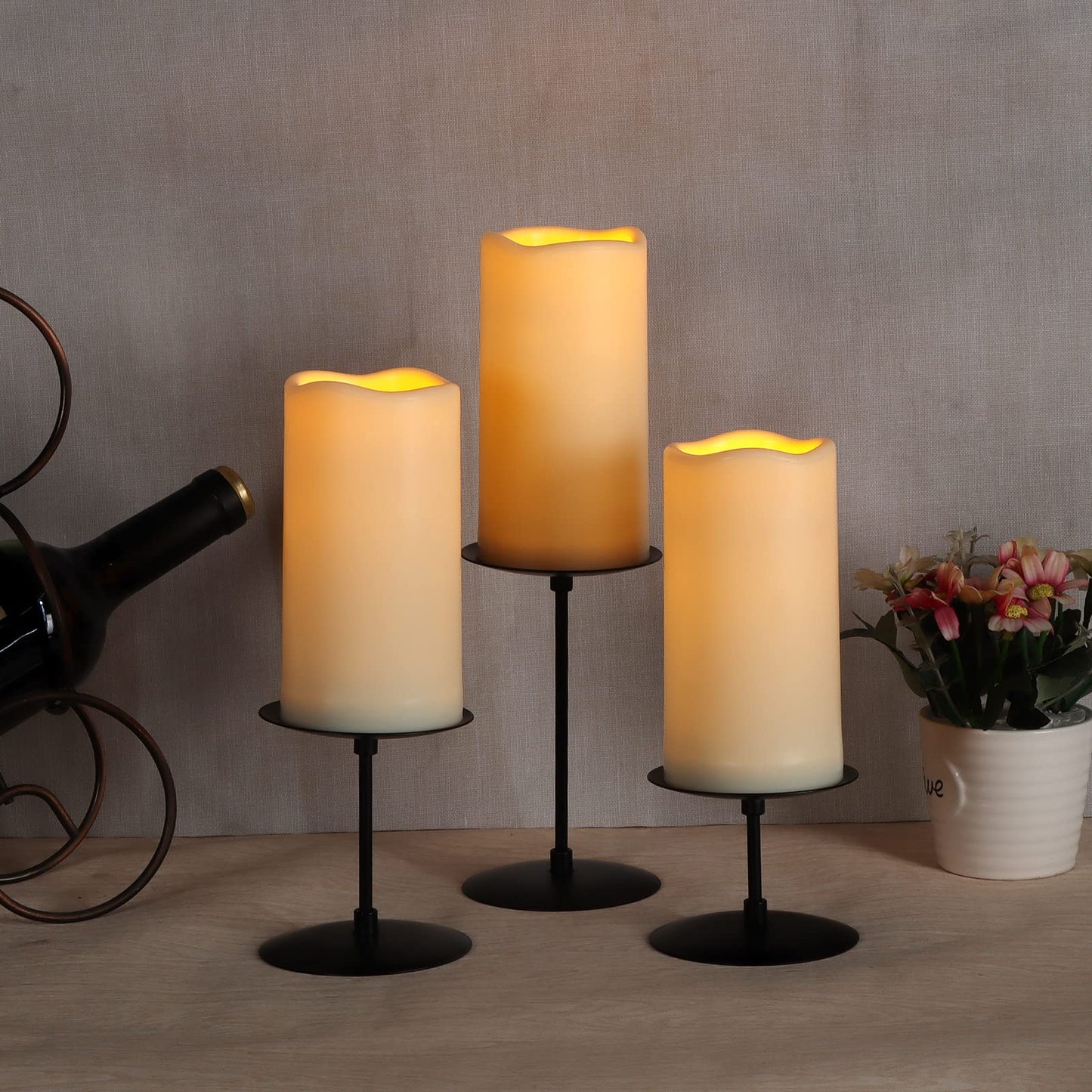 Eloer Flameless Candles Waterproof Remote Candles Battery Operated,LED Candle Outdoor Indoor Battery Operated Candles Plastic Set of 12 ?D: 3" x H: 6"