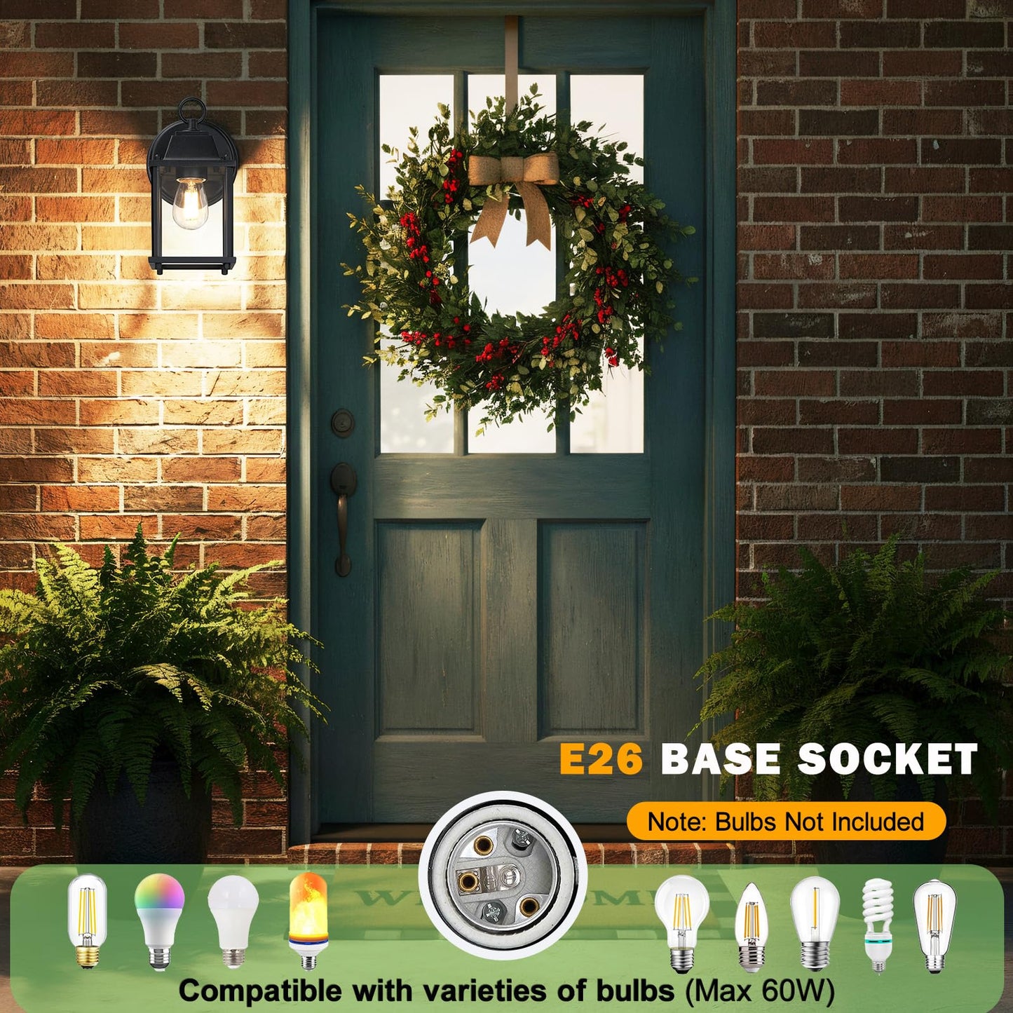 LIT-PaTH Outdoor Wall Lantern, Wall Sconce as Porch Lighting Fixture, E26 Base, Aluminum Housing Plus Glass, Water-Proof and Outdoor Rated, ETL