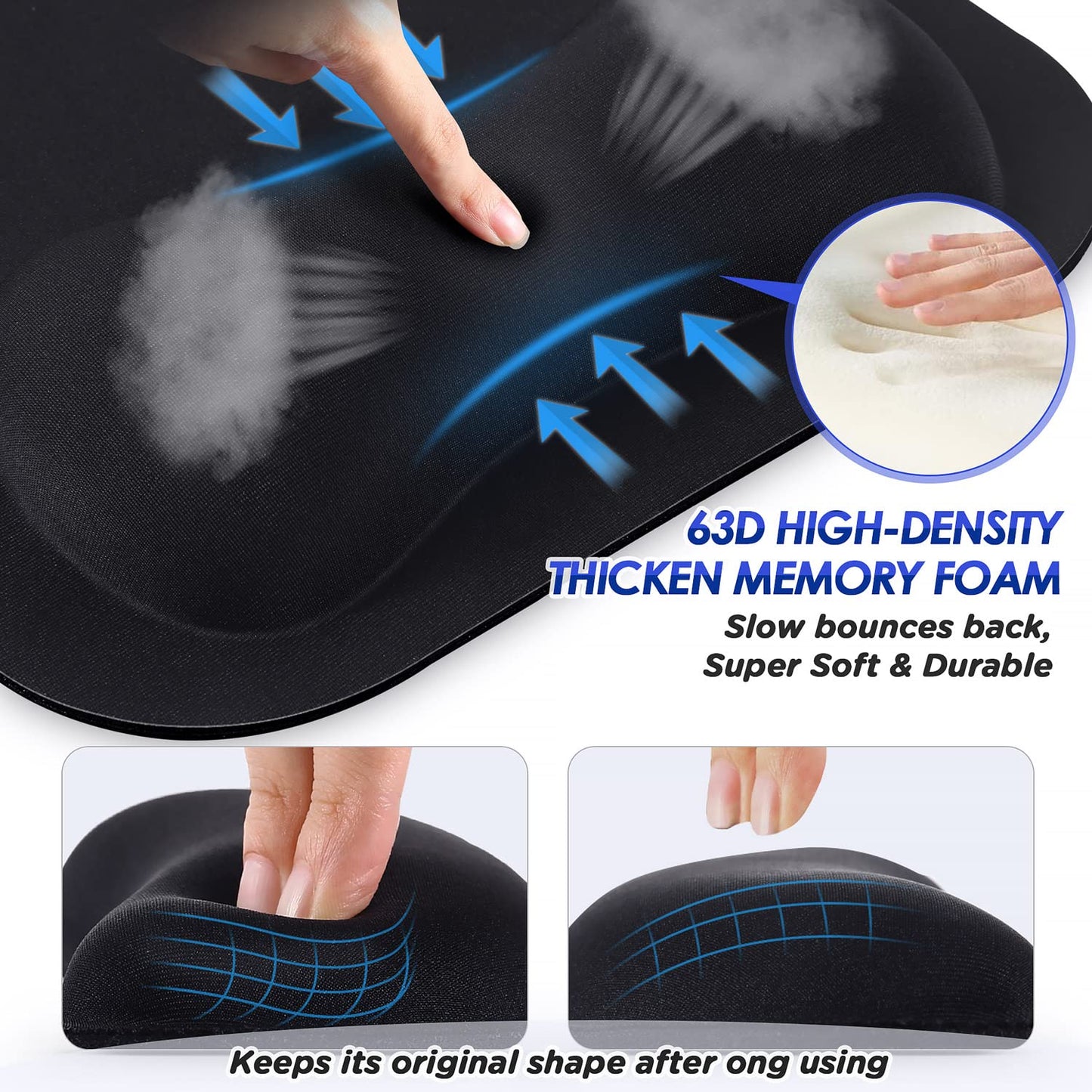 Gimars Large Smooth Superfine Fibre Memory Foam Ergonomic Mouse Pad Wrist Rest Support Mousepad with Nonslip Base for Laptop, Computer, Gaming&Office