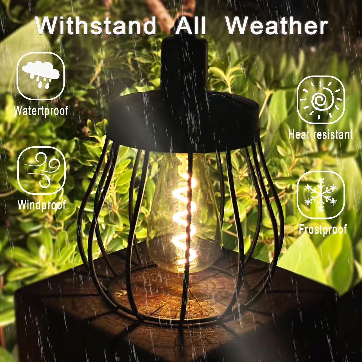 Solar Lantern Outdoor Hanging Lights Upgraded Edison Bulb Design Waterproof LED Lighting Metal Solar Powered Lanterns for Women Mom Grandma for Yard