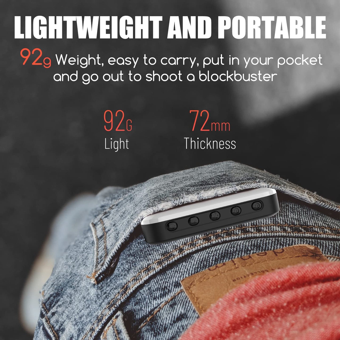Selfie Light - BANSINE USB-Rechargeable LED Phone Light - Portable Photo Light with 97+ CRI, Up to 6500K Color Temperature for Selfie, Zoom