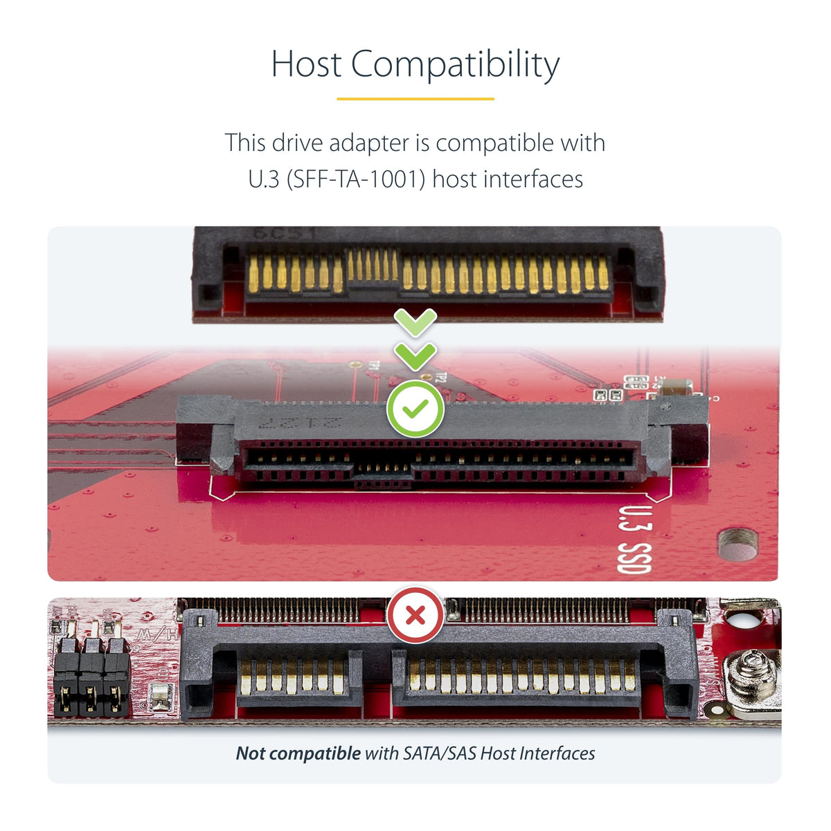 StarTech M.2 NVMe to U.3 Adapter, PCIe M.2 SSD, TAA (1M25-U3-M2-ADAPTER)