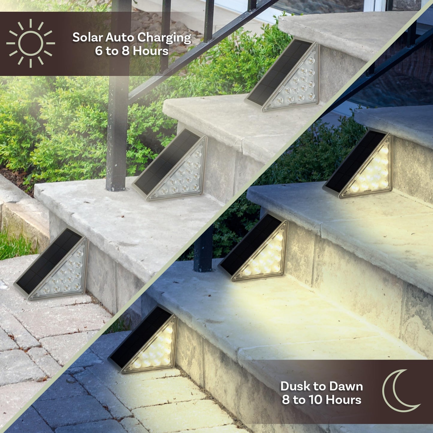 Solar Step Lights for Outside 6-Pack - LED Solar Stair Lights Outdoor Waterproof IP67 Outdoor Lighting for Walkways, Deck, Front Door Entryway, Garden