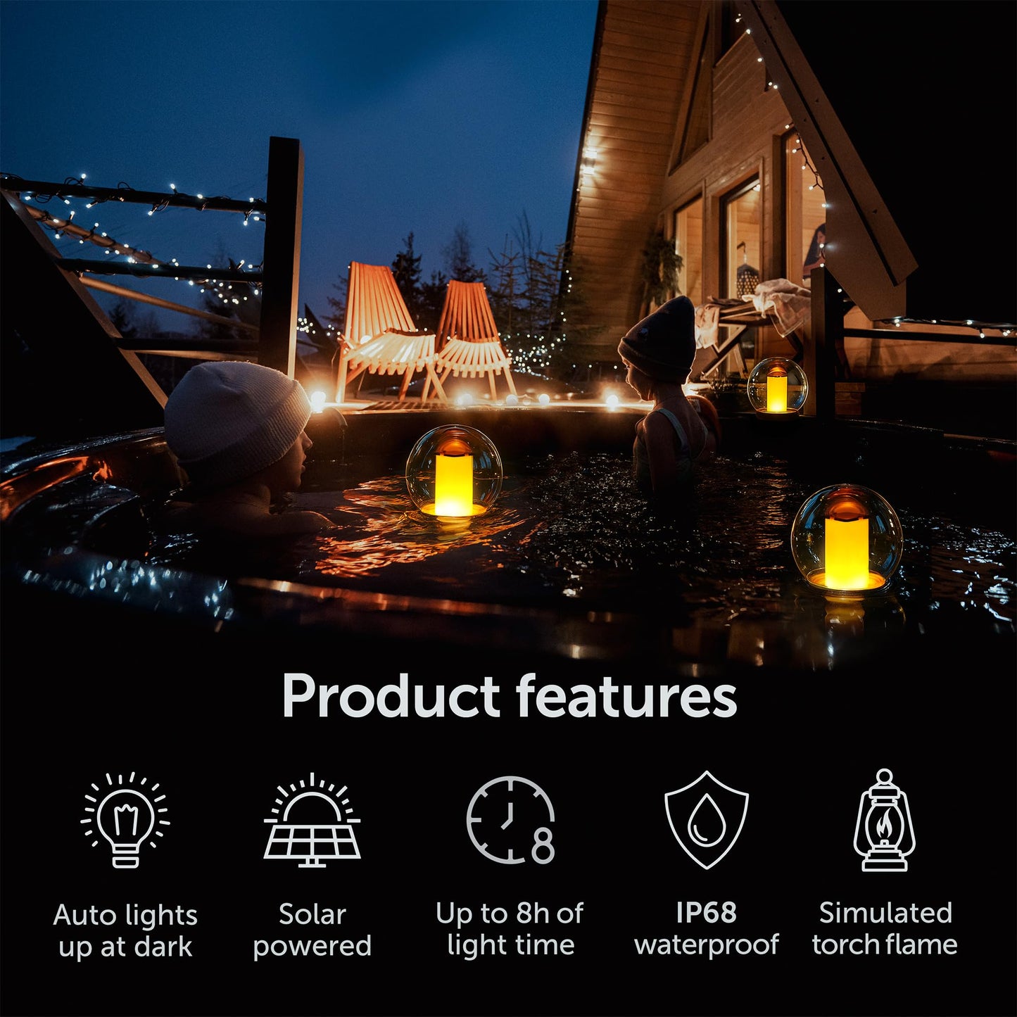 VISOFO Solar Floating Pool Lights for Swimming Pool | Outdoor Waterproof Decorations Solar Powered Flame Led Lamp Inground Pond Flickering Decor Party