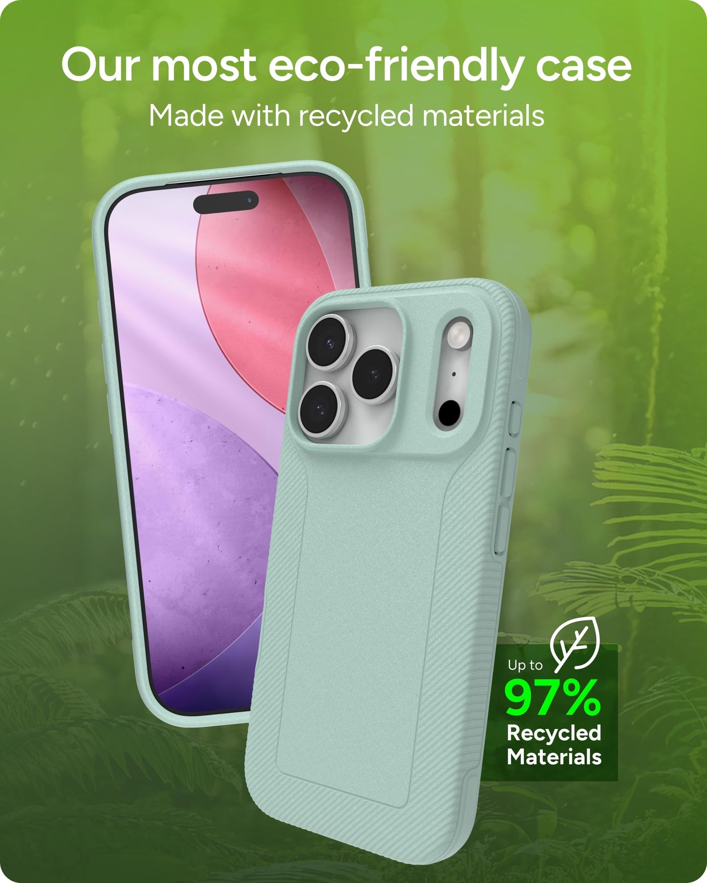 ZAGG Luxe Snap Phone Case for iPhone 17 Pro - Green Serene Mint, Durable Graphene for Drop Protection (10ft/3m), Slim Lightweight Design, MagSafe