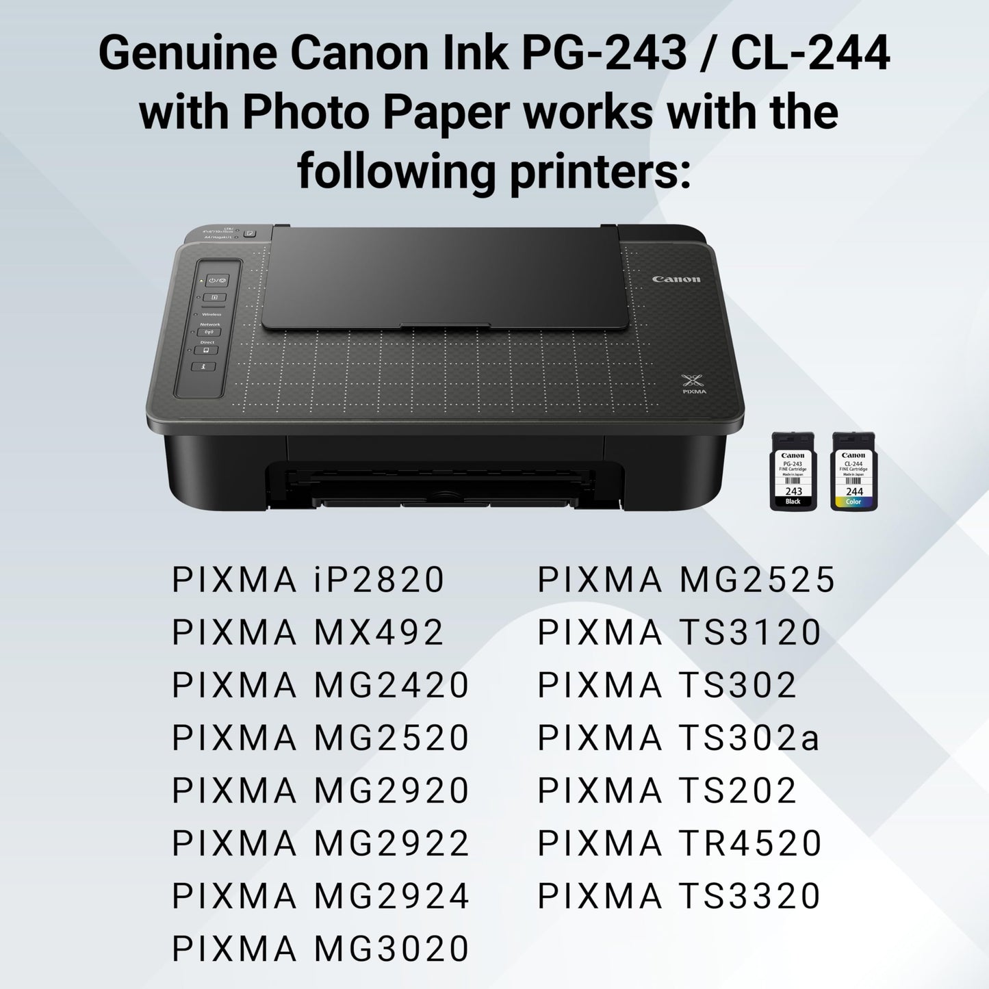 Canon PG-243 / CL-244 Genuine Ink Value Pack (2 Cartridges), Compatible with iP2820, MX492, MG2420/2520/2920/2922/2924/3020/2522/2525