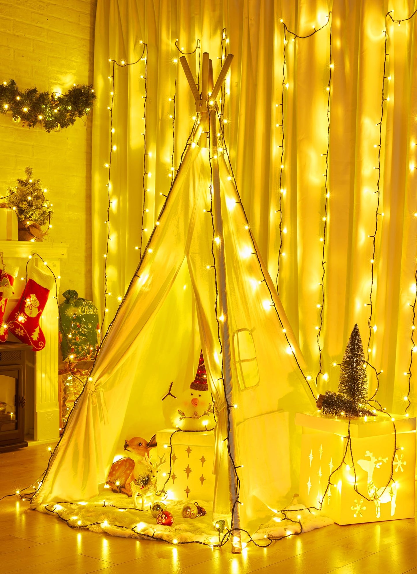 66FT 200 LED Christmas Tree Lights, Twinkle Fairy Lights String with 8 Flashing Modes String Lights for Indoor Bedroom Outdoor Christmas Trees Garland