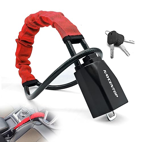 KAYCENTOP Car Steering Wheel Lock, Seat Belt Lock, Anti-Theft Device, Max 17 Inch Length, Small and Light-Weight, Multi-Functional, Fit Most Vehicle