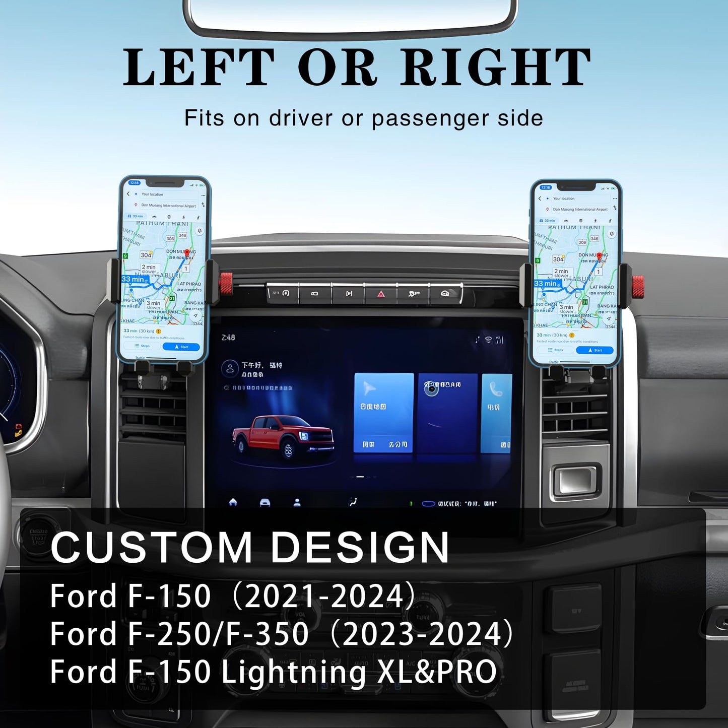 EASEORD Aluminum Vent Phone Mount Compatible with Ford F150 (2021-2025), F-250/F-350 (2023-2024), F150 Lightning XL & PRO?Metal Phone Holder with 360