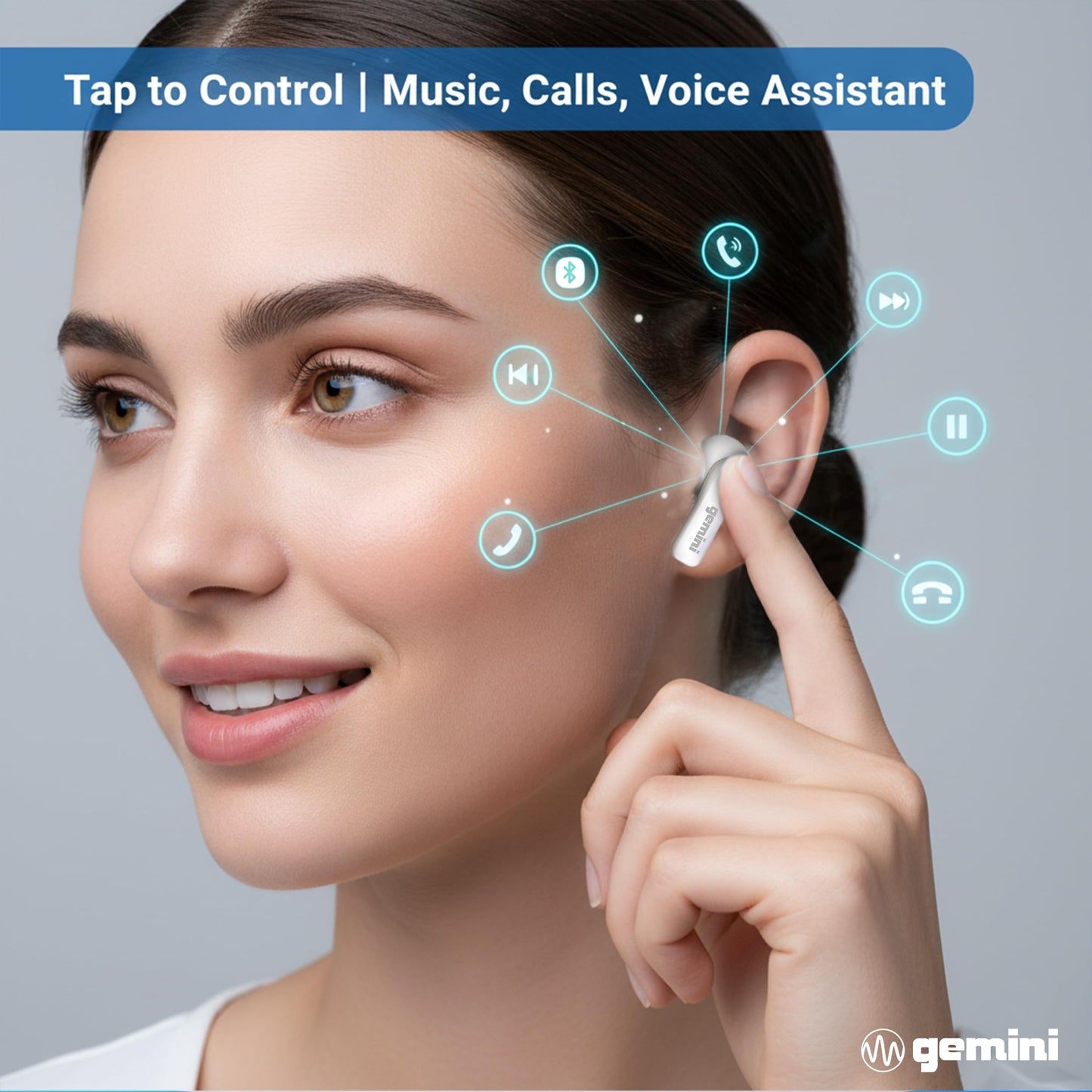 Gemini True Wireless Earbuds Bluetooth 5.4 with 13mm Drivers, Touch Control, All-Day Comfort Fit, Fast Pairing - GEBX-100