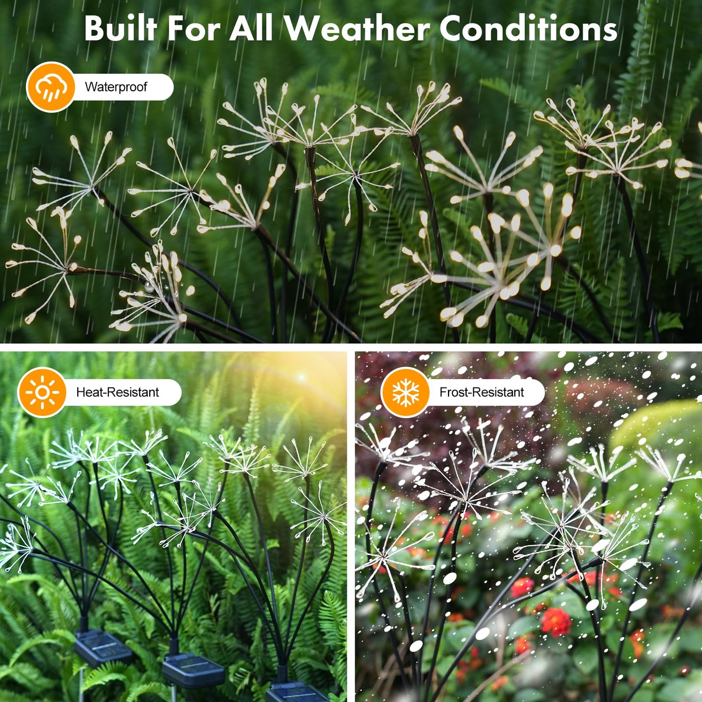 Solar Garden Lights 2 Pack Twinkling Solar Firework Lights with 2 Modes 120LED, Solar-Powered Light for Outside Yard Pathway Garden Decor Outdoor