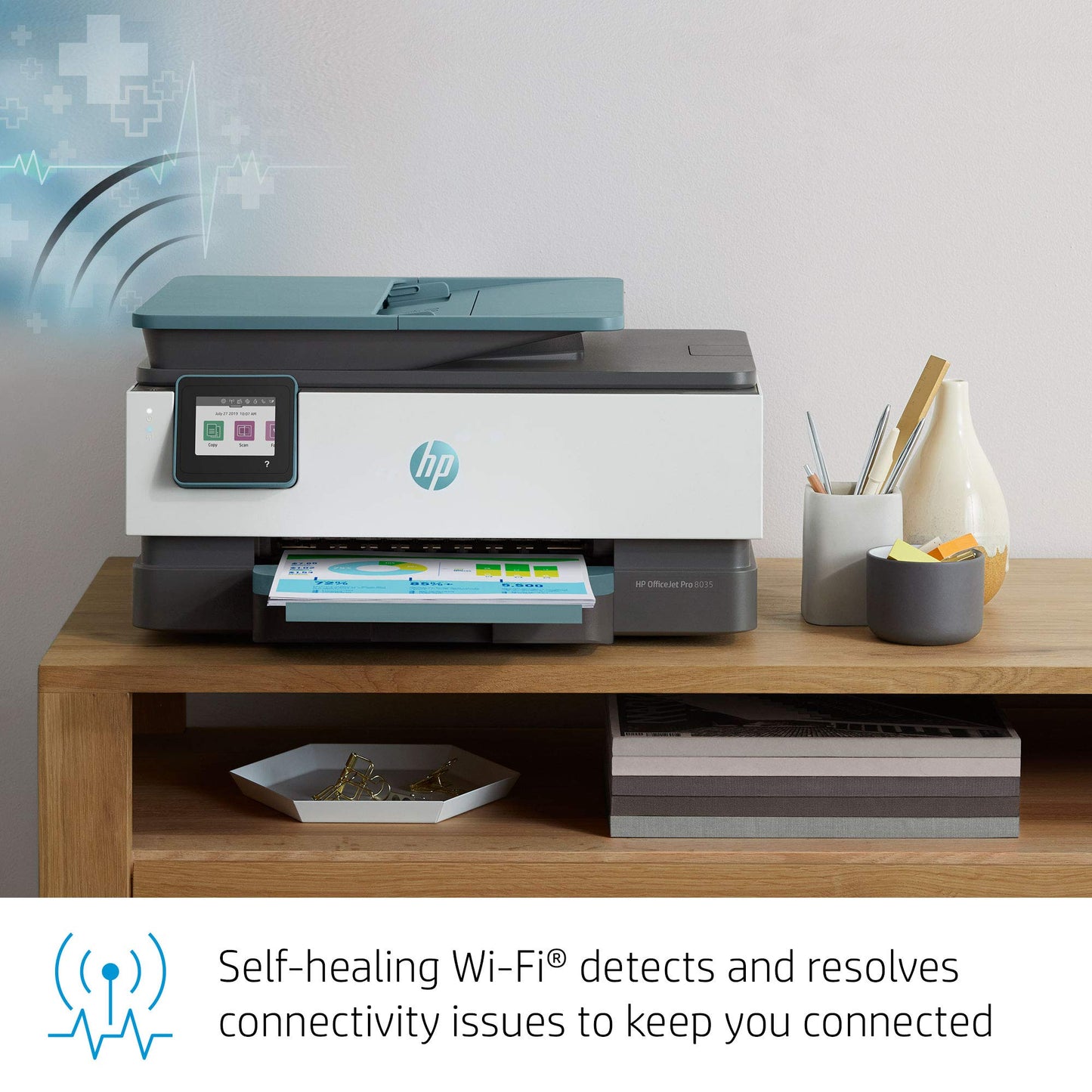 HP OfficeJet Pro 8035e Wireless Color All-in-One Printer (Oasis) with up to 12 Months Instant Ink (1L0H7A) (Renewed)