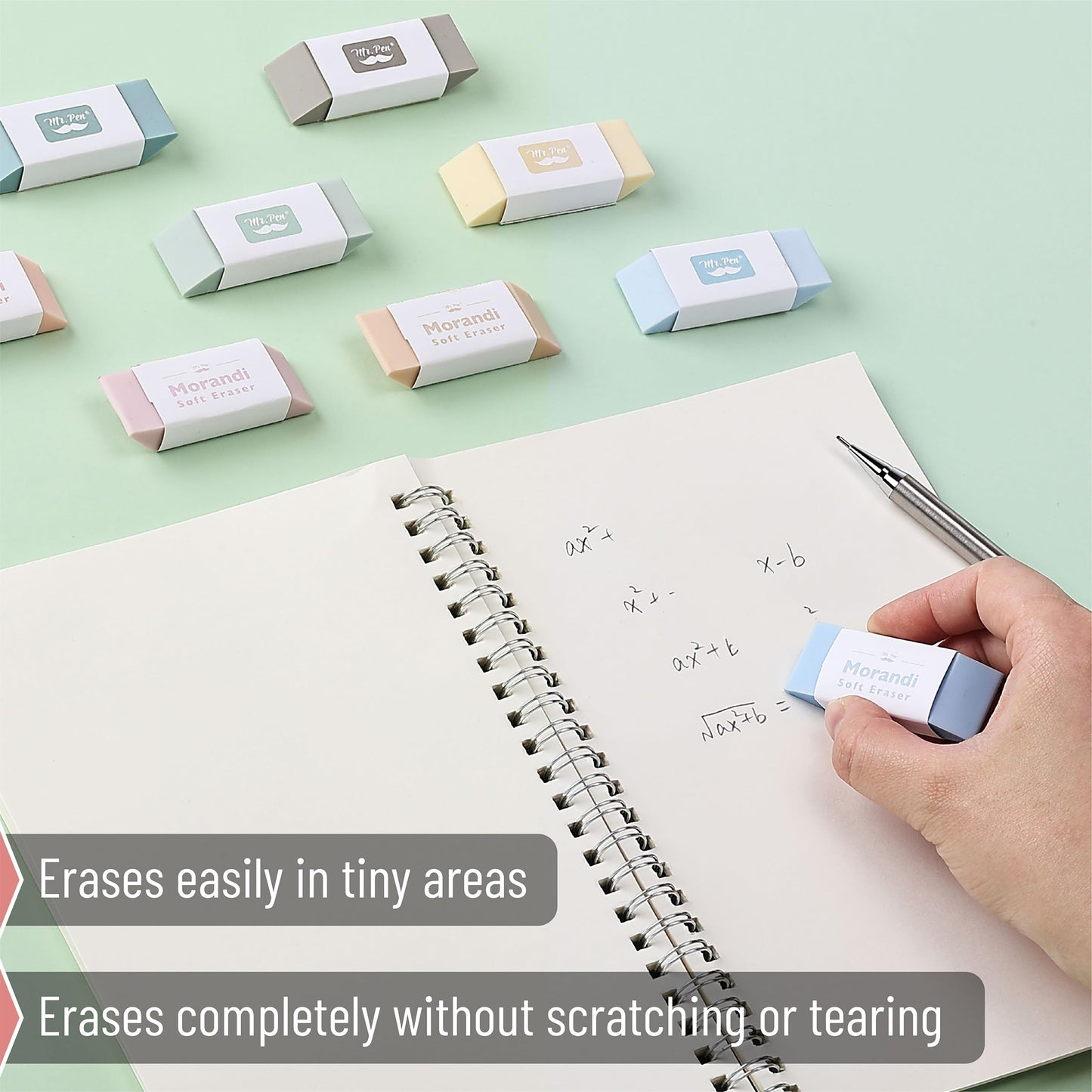 Mr. Pen- Pencil Erasers, 10 Pack, Morandi Colors