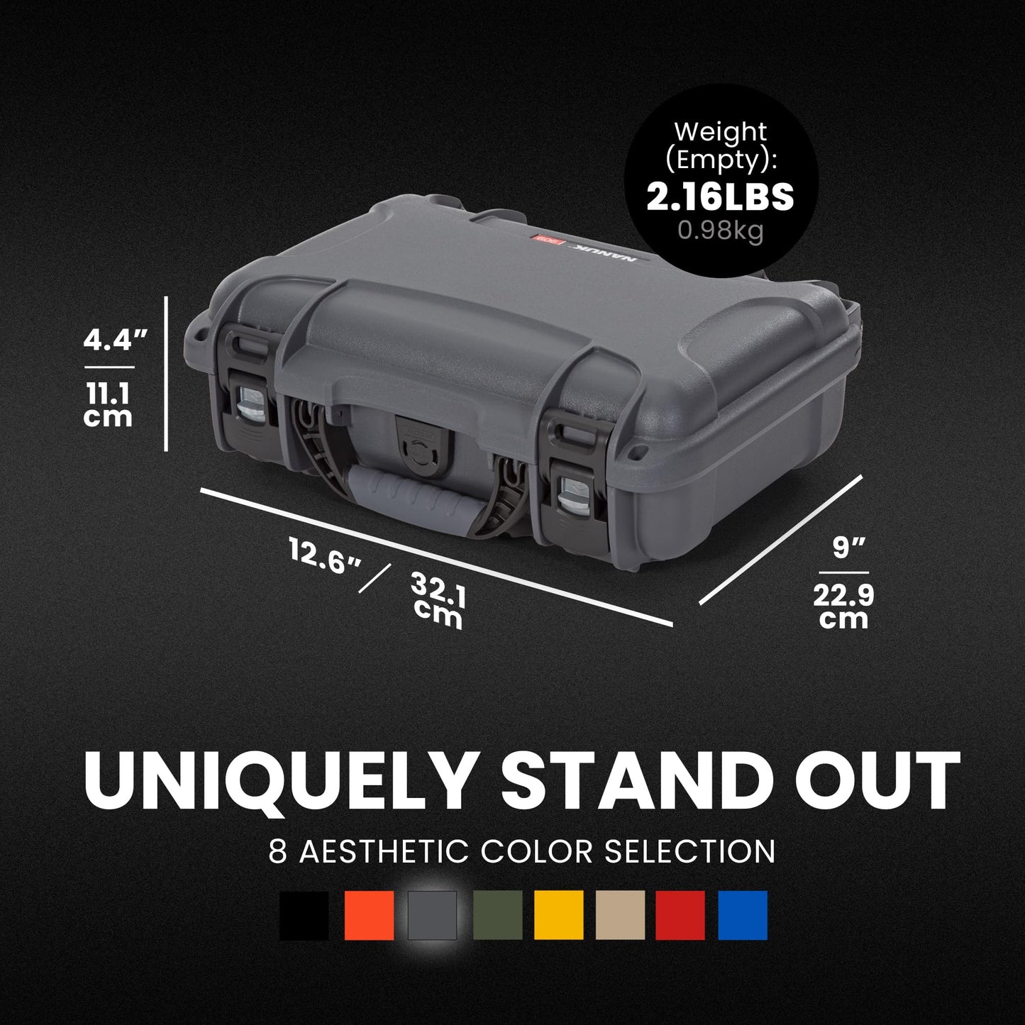NANUK 909 Travel Hard Case with Customizable Cubed Foam - Waterproof Camera Case, 12.6” x 9” x 4.4”, Lightweight, Lockable, Dustproof