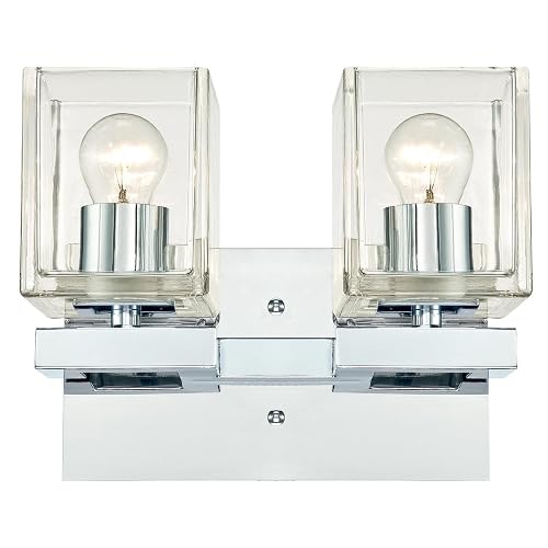 Westinghouse Lighting 6334400 Nyle Two-Light Indoor Wall Fixture, Chrome Finish with Clear Glass