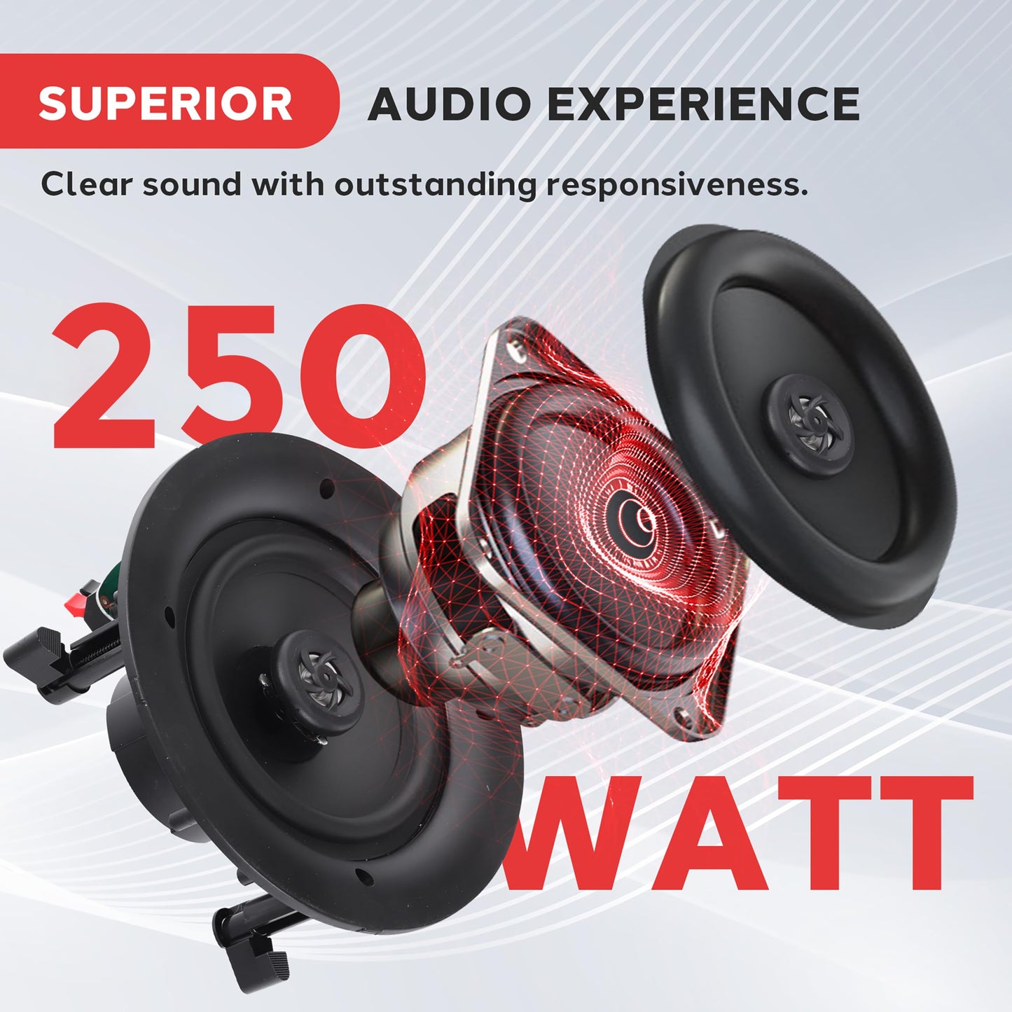 Pyle 8.0" Ceiling Wall Mount Speakers - Pair of 2-Way Full Range Sound Stereo Speaker Audio System Flush Design w/ Electronic Crossover Network