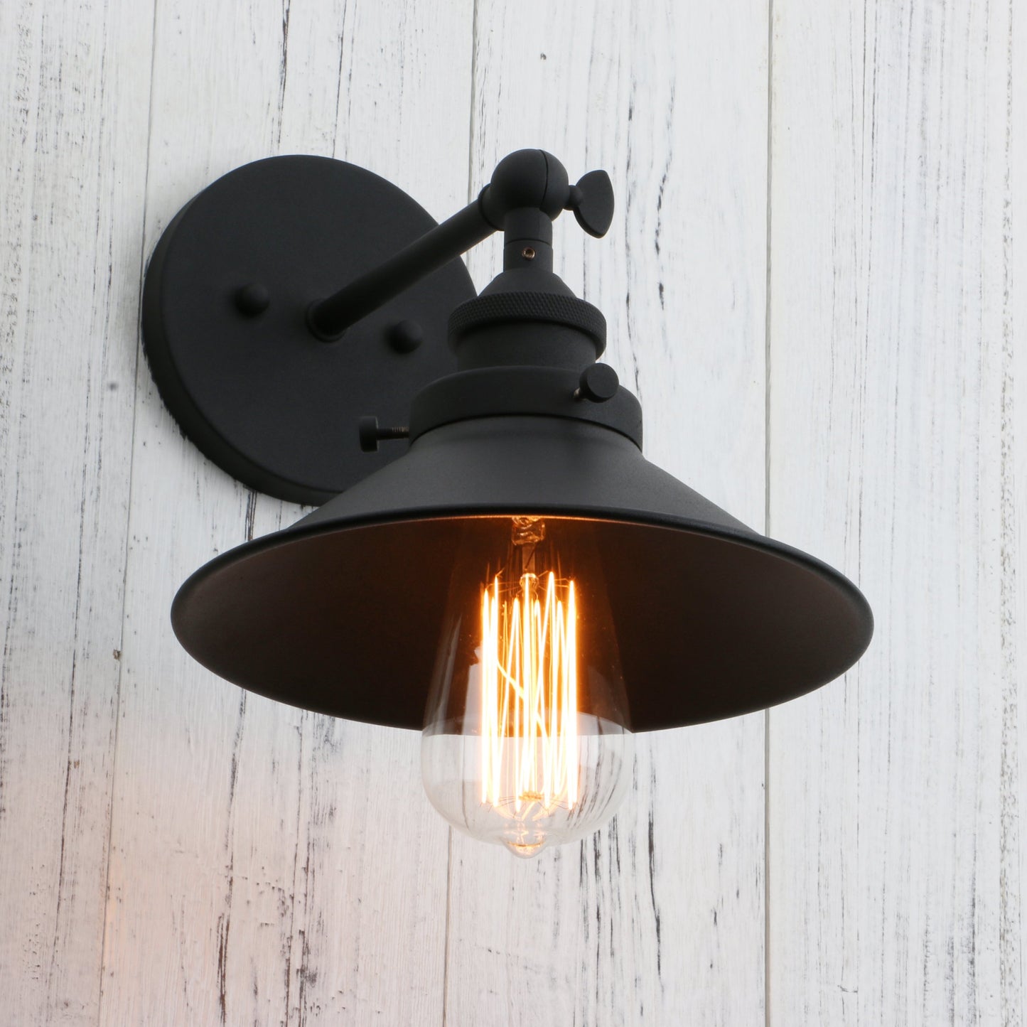 PERMO Vintage Industrial Metal Wall Sconce Lighting 180 Degree Adjustable Wall Lamp Matte Black
