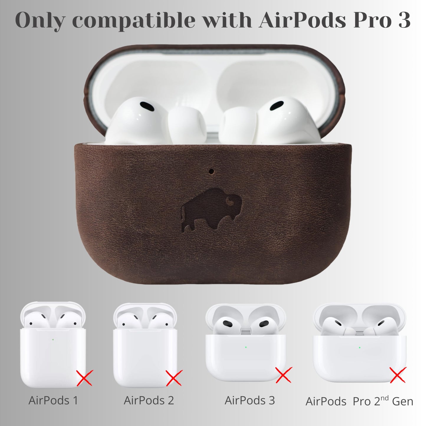BLACKBROOK Leather Case for AirPods Pro 3, Taylor Handcrafted Full Grain Leather Cover, Wireless Charging Ready, Protective & Secure Snap Fit, Visible