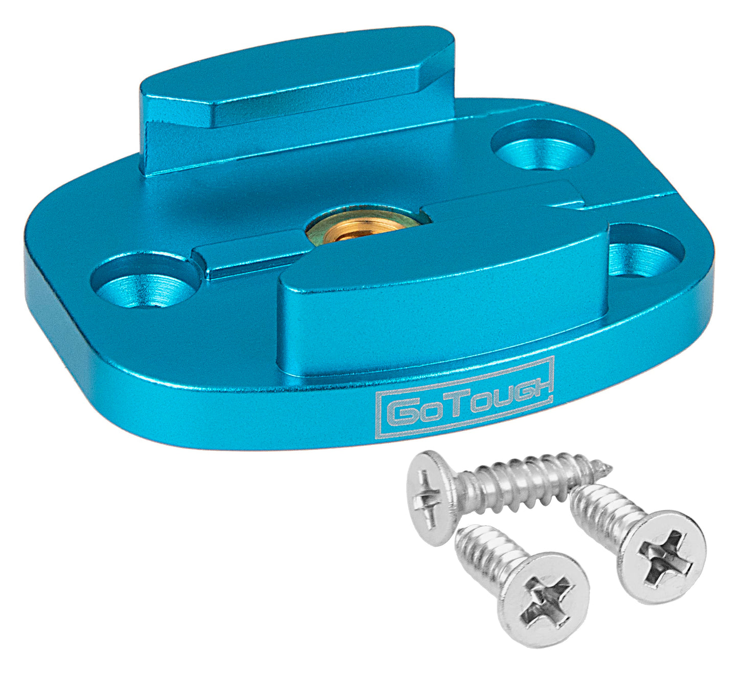 GoTough Blue QR Mount with Pilot Holes - All Metal, Versatile Quick Release Plate with 1/4”-20 Tripod Screw and Pilot Holders Compatible with GoPro